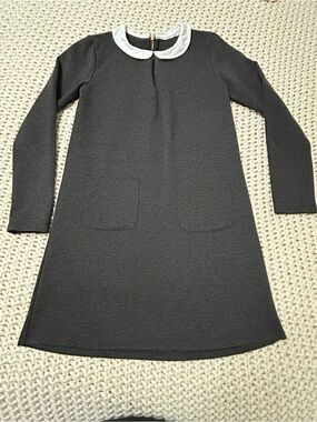 Monoprix Teen Girls Black Dress with White Peter Pan Collar Size kids 12